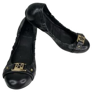 Tory Burch Ballet Flats Black 7.5 Leather Flaw